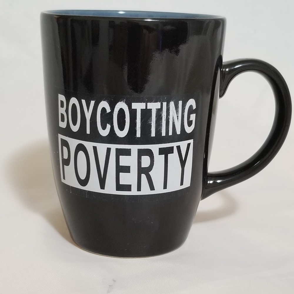 Black and Blue Boycotting Povert Coffee Mug